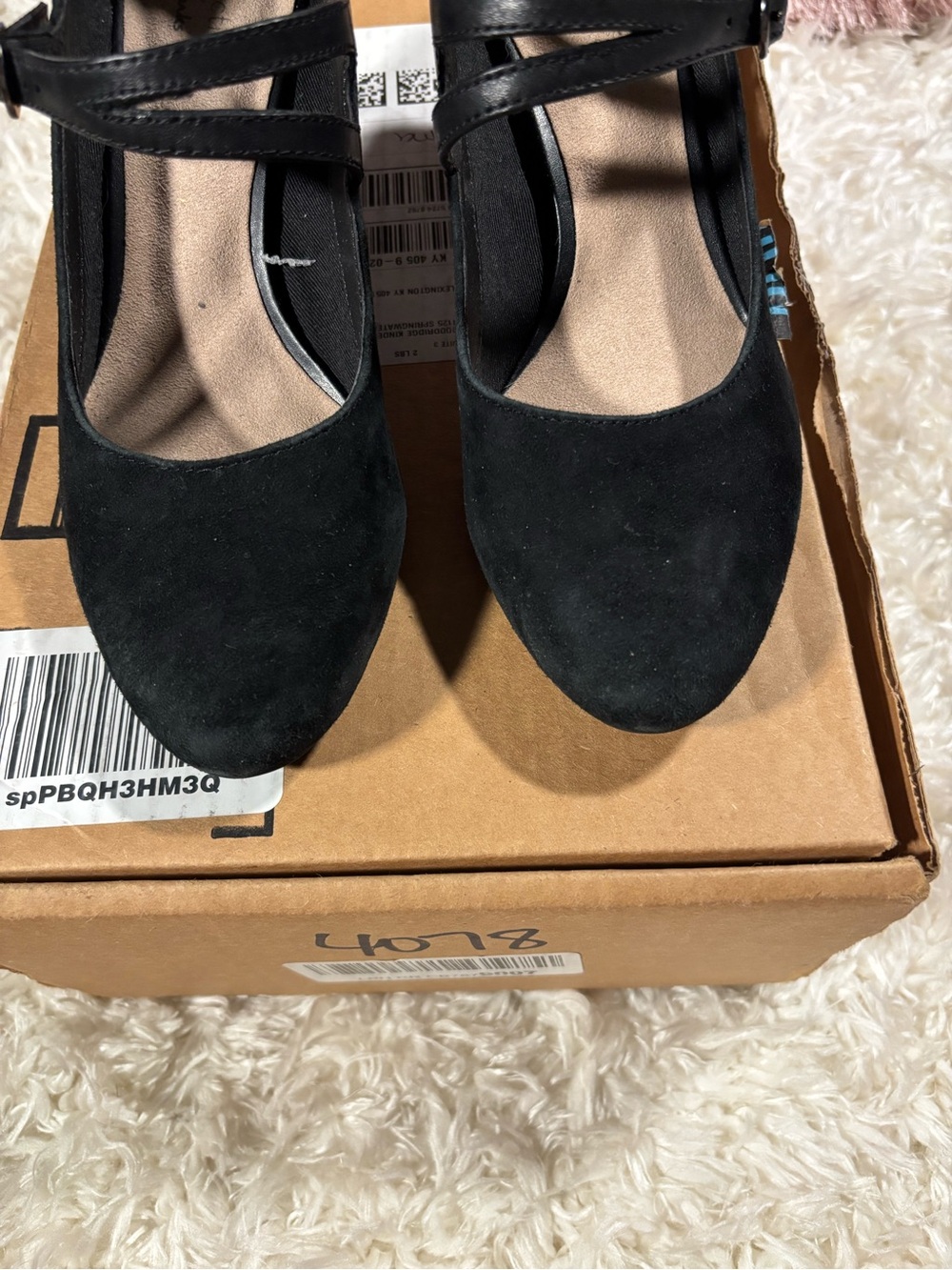 Clarks Dancer Reece Black Suede Ankle-Strap Closed-Toe Heels-6.5